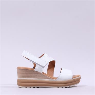 Oh My Sandals Cross Velcro Wedge - White